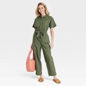 Women's Short Sleeve Button-Front
Boilersuit - Uni Olive Green size 10